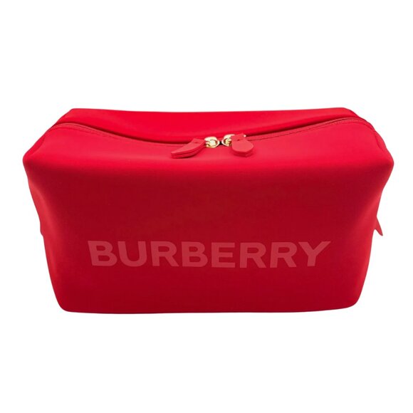 Burberry Handbags - Red Burberry Logo Clutch Toiletry Cosmetics Bag - Never Used!